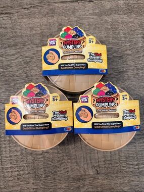 RMS Crazy Fun Gold Glitter Edition Mystery Dumpling Bao Bun Squishy Bulk Set 3